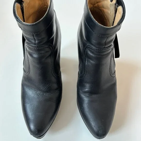 Acne Studios Track Leather Boots Black Size 37 Zip & Snap Closure 3.25" Heel - Picture 2 of 9
